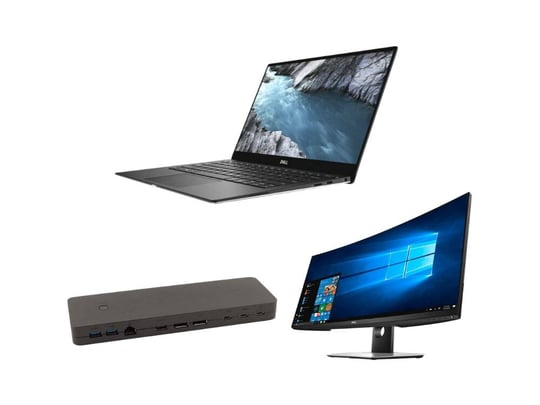 Silver | Notebook Dell XPS 13 9380 (8GB) + Fujitsu Thunderbolt 4 Port Replikator with 170W adapter FPCPR401BP + Dell 34" UltraSharp P3418HW Curved Ultrawide Monitor