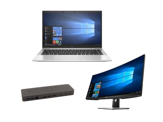 Notebook HP EliteBook 840 G7 + Fujitsu Thunderbolt 4 Port Replikator with 170W adapter FPCPR401BP + Dell 34
