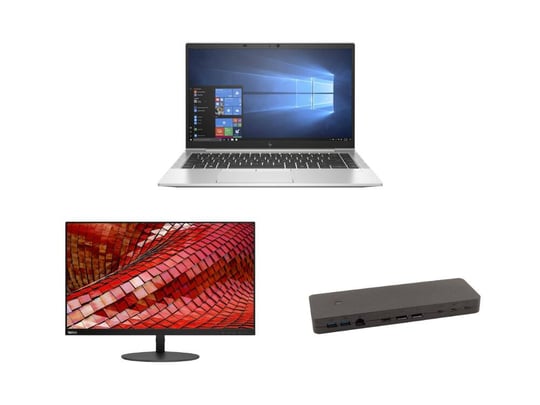 Notebook HP EliteBook 840 G7 + Fujitsu Thunderbolt 4 Port Replikator with 170W adapter FPCPR401BP + Lenovo ThinkVision T27i-10 27
