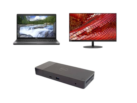 Notebook Dell Latitude 5500 + Docking station Dell WD19 USB-C K20A001 with 180W Adapter + Monitor Lenovo ThinkVision T27i-10 27