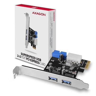 PCI express card AXAGON PCEU-232VL, PCIe Card 2+2x USB 3.2 Gen 1 Port, UASP, With LP Adapter