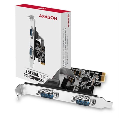 PCI express card AXAGON PCEA-S2N, PCIe - 2x Serial port (RS232, RS-232) 250 kbps, Adapter LP