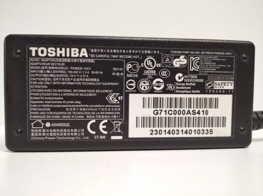 Power adapter Toshiba 45W 5,5 x 2,5mm, 19V